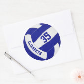 Sticker Rond filles garçons nom personnalisé bleu blanc volley- (Enveloppe)