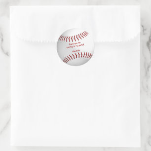 Sticker Rond filles garçons softball baseball fête merci