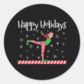 Sticker Rond Filles Gymnastique Elfe de Noël (Devant)