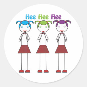 Sticker Rond Filles japonaises d'Anime riant nerveusement