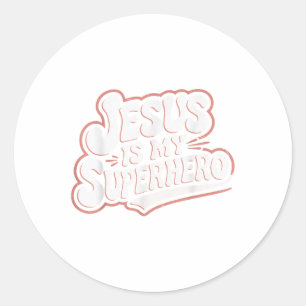 Sticker Rond Filles Jésus Est Mon Superhéros Christian Toddler