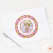 Sticker Rond Filles Joyeux Anniversaire Été Rose Étoile Personn (Enveloppe)