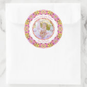 Sticker Rond Filles Joyeux Anniversaire Été Rose Étoile Personn (Sac)