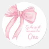 Sticker Rond Filles Juste Wanne Be One Rose Bow Coquette Annive (Devant)