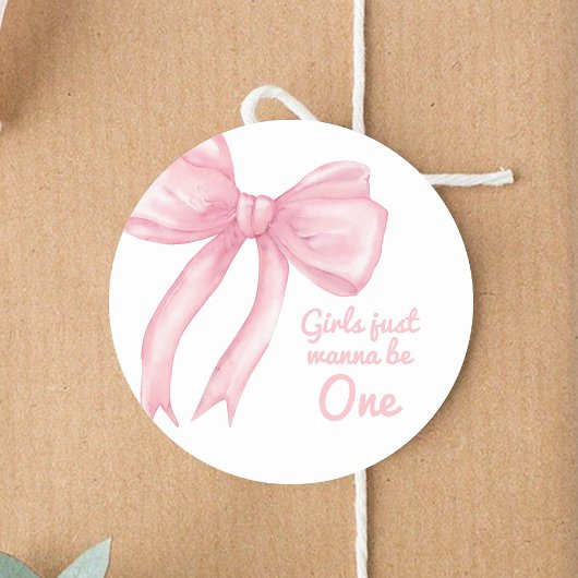 Sticker Rond Filles Juste Wanne Be One Rose Bow Coquette Annive