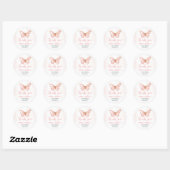 Sticker Rond Filles mignonne Blush Papillon rose Baby shower Pa (Feuille)