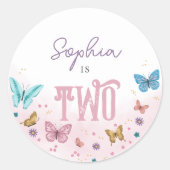 Sticker Rond Filles mignonne rose Aquarelle Anniversaire de enf (Devant)