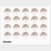 Sticker Rond Filles mignonnes 10e anniversaire fête Peach rose  (Feuille)