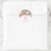 Sticker Rond Filles mignonnes 12e anniversaire fête Peach rose  (Sac)
