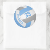 Sticker Rond filles nom jersey numéro lt bleu gris volleyball (Sac)