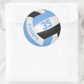 Sticker Rond filles nom jersey numéro lt bleu noir volleball (Sac)
