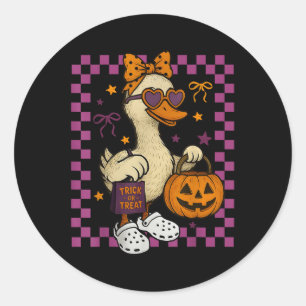 Sticker Rond Filles Oie Halloween Effrayant Oie Silly Oie Pou