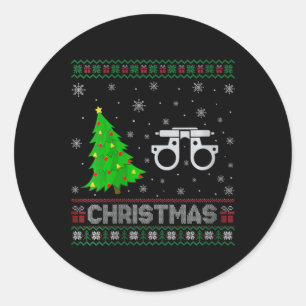 Sticker Rond Filles Optométrie Xmas Arbre Éclairage Noël laid