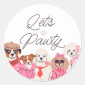 Sticker Rond Filles Pawty Pawty Pink Puppy Anniversaire (Devant)