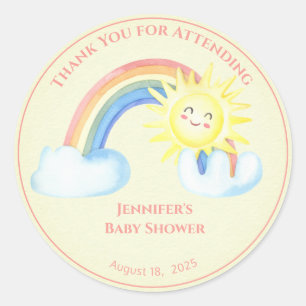 Sticker Rond Filles personnalisées Rainbow Sunshine