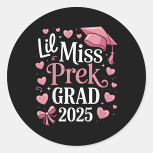 Sticker Rond Filles Petit Mademoiselle Diplômée Maternelle 2025