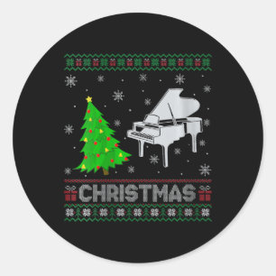 Sticker Rond Filles Piano Xmas Arbre Éclairage de Noël moche