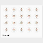 Sticker Rond Filles Pink floral BAUTIZO Baptism Bautismo Nommé (Feuille)