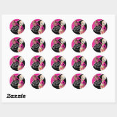 Sticker Rond Filles Pom Pom Pom-pom girl mignonnes | Rose (Feuille)