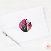 Sticker Rond Filles Pom Pom Pom-pom girl mignonnes | Rose (Enveloppe)
