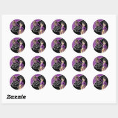 Sticker Rond Filles Pom Pom Pom-pom girl mignonnes | Violet (Feuille)