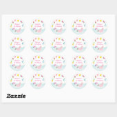 Sticker Rond Filles Pool Party Glace Cream Anniversaire (Feuille)