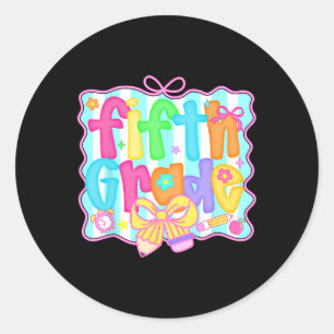 Sticker Rond Filles Prépa Rentree Scolaire 5e Classe Coquette N