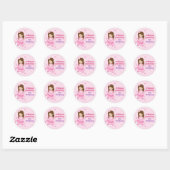 Sticker Rond Filles princesse rose mignonne Personnalisée Anniv (Feuille)