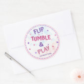 Sticker Rond Filles Retourner Tumble & Jouer Anniversaire Favor (Enveloppe)