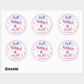 Sticker Rond Filles Retourner Tumble & Jouer Anniversaire Favor (Feuille)