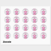 Sticker Rond Filles Robot Rose moderne fête d'anniversaire (Feuille)