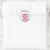 Sticker Rond Filles Robot Rose moderne fête d'anniversaire (Sac)