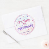 Sticker Rond Filles Rose Faveur Anniversaire Gymnastique (Enveloppe)