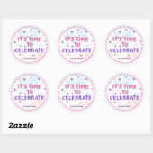 Sticker Rond Filles Rose Faveur Anniversaire Gymnastique (Feuille)