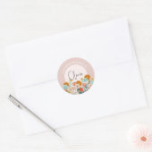 Sticker Rond Filles Rose Floral 'Ce Livre Appartient' Fleurs (Enveloppe)