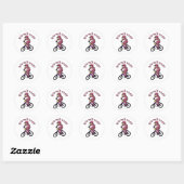 Sticker Rond Filles rose pâle BMX (Feuille)
