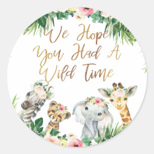 Sticker Rond Filles safari or calligraphie anniversaire