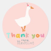 Sticker Rond Filles Silly Goose Premier Anniversaire Merci Favo (Devant)