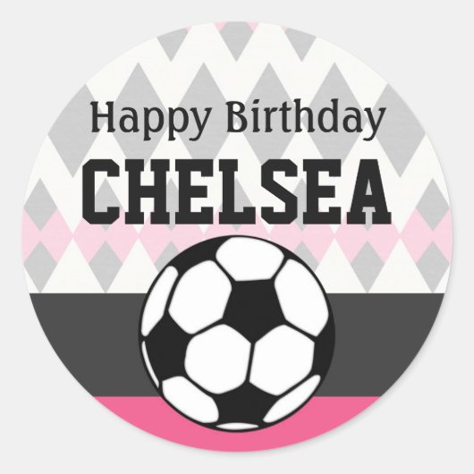 Sticker Rond Fille's Soccer Party Custom Anniversaire (Devant)