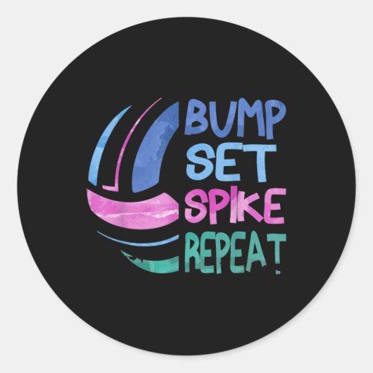 Sticker Rond Filles Volleyball ensemble de balle Spike Répéter (Devant)