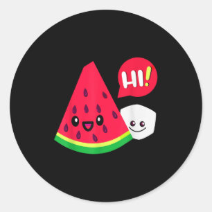 Sticker Rond Filles Watermelon Sugar Hi Funny Dit Bonjour Été