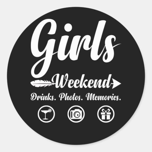 Sticker Rond Filles Week-end Vacances Boissons Photos Souvenirs (Devant)