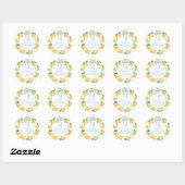 Sticker Rond Filles Whimsical Blue Bow Lemon Amalfi Anniversair (Feuille)