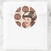 Sticker Rond fillette à rouleaux (Sac)