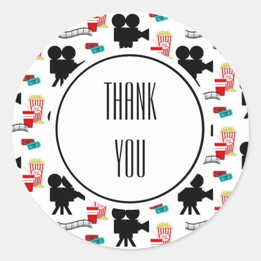 Sticker Rond Film Nuit Thème Caméra Nom personnalisé (Devant)