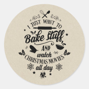 Sticker Rond FILMS DE NOËL & CUISINE DE FÊTE Script de vacances