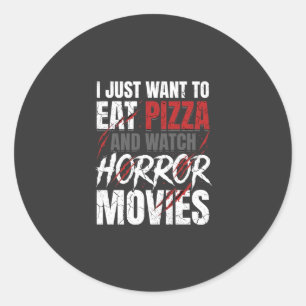 Sticker Rond Films d'horreur Pizza Halloween Design_1