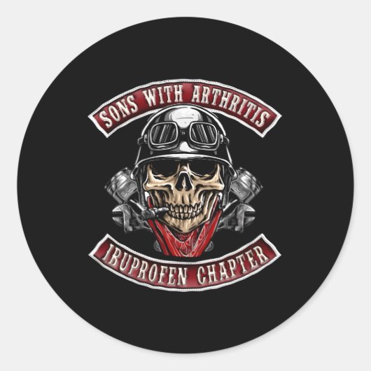 Sticker Rond Fils Avec L'Ibuprofène Chapitre Biker Ski (Devant)