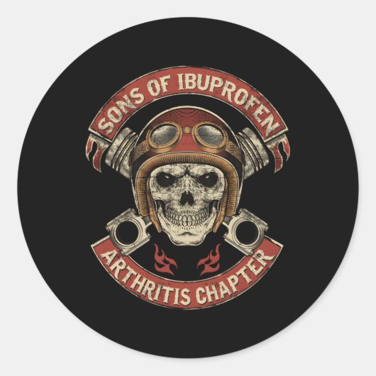 Sticker Rond Fils D'Ibuprofène Hrite Chapitre Biker (Devant)