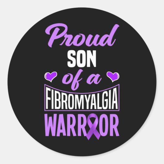 Sticker Rond Fils D'Un Guerrier Fibromyalgique (Devant)